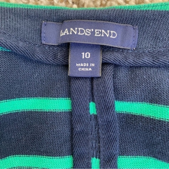 Lands’ End Nautical Blazer Zip-up Jacket Kelly Green & Navy Blue Striped Sz 10 - Picture 14 of 15